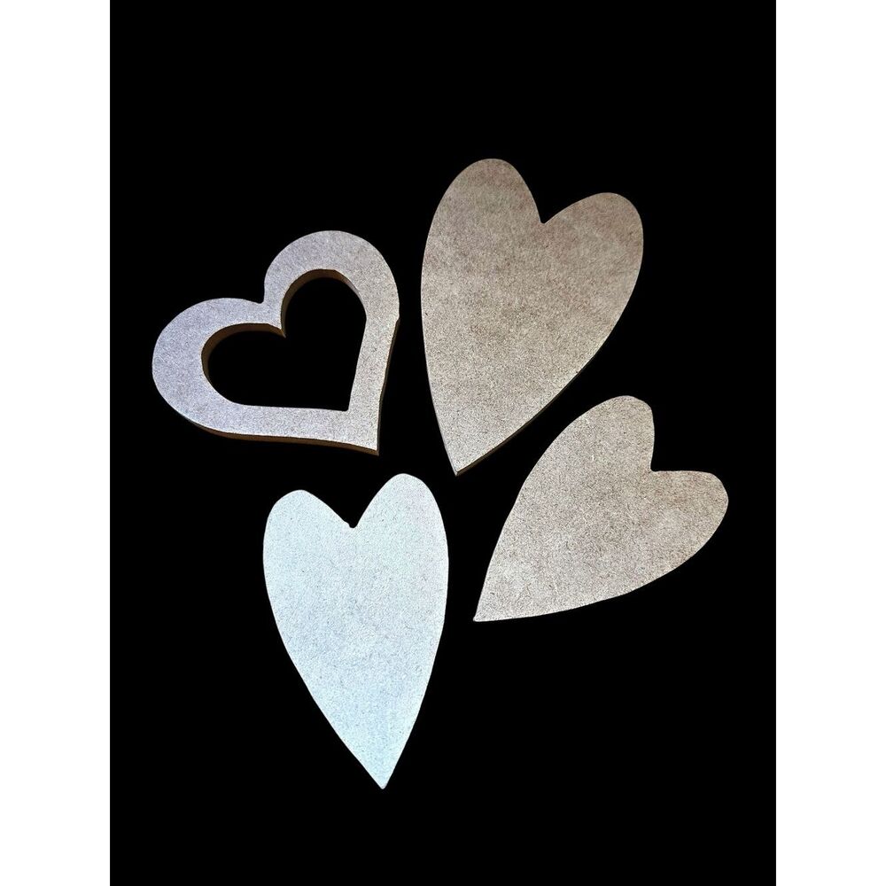 "5/$40" Lot Of 4 Pressed Wood Heart Shaped Cutouts For Crafts